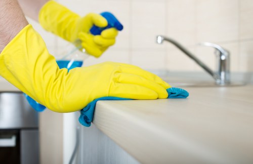 Local carpet cleaner working on stairs and high-traffic areas in W3
