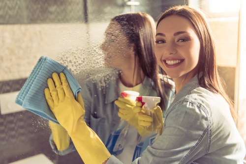 A carpet cleaner using protective measures during service