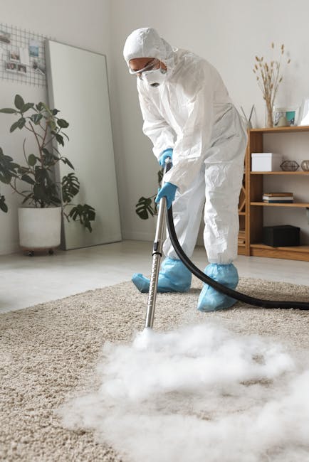 A person using a yellow portable carpet cleaning machine on a patterned rug in a room with natural lighting. The machine includes a handle, a vented cover, and a control panel, and is positioned on a 